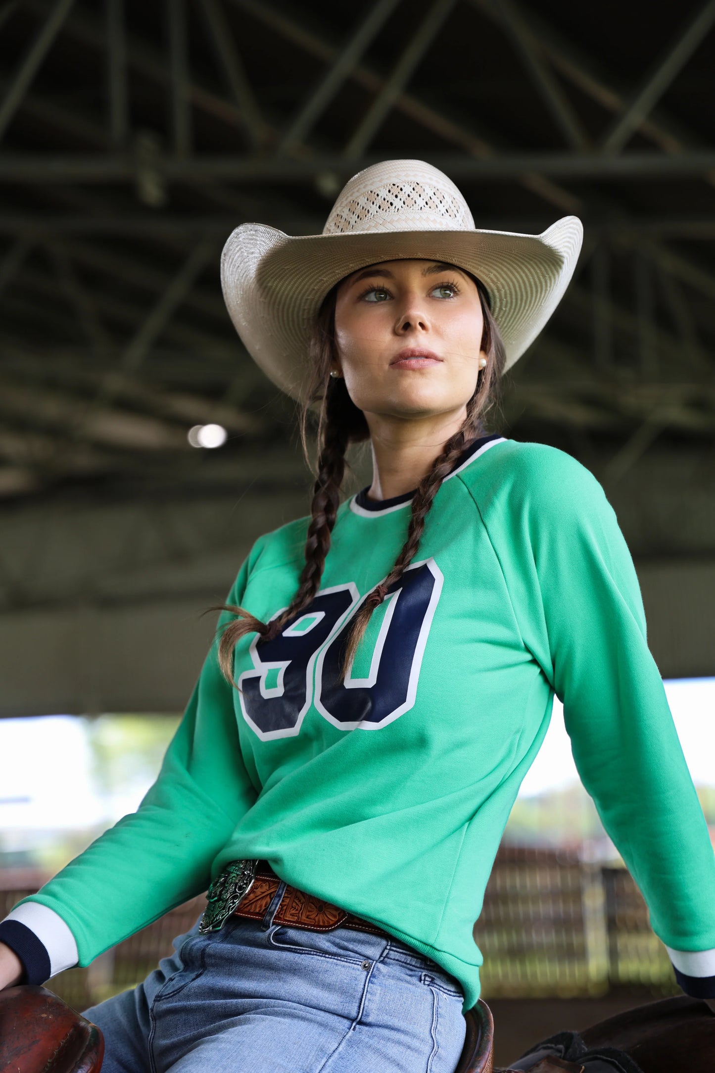 Campdraft Aus - Ninety Ladies Sweat - Green