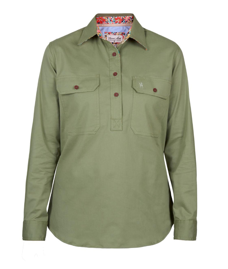 Thomas Cook WMNS Stretch Drill LS Shirt - Olive