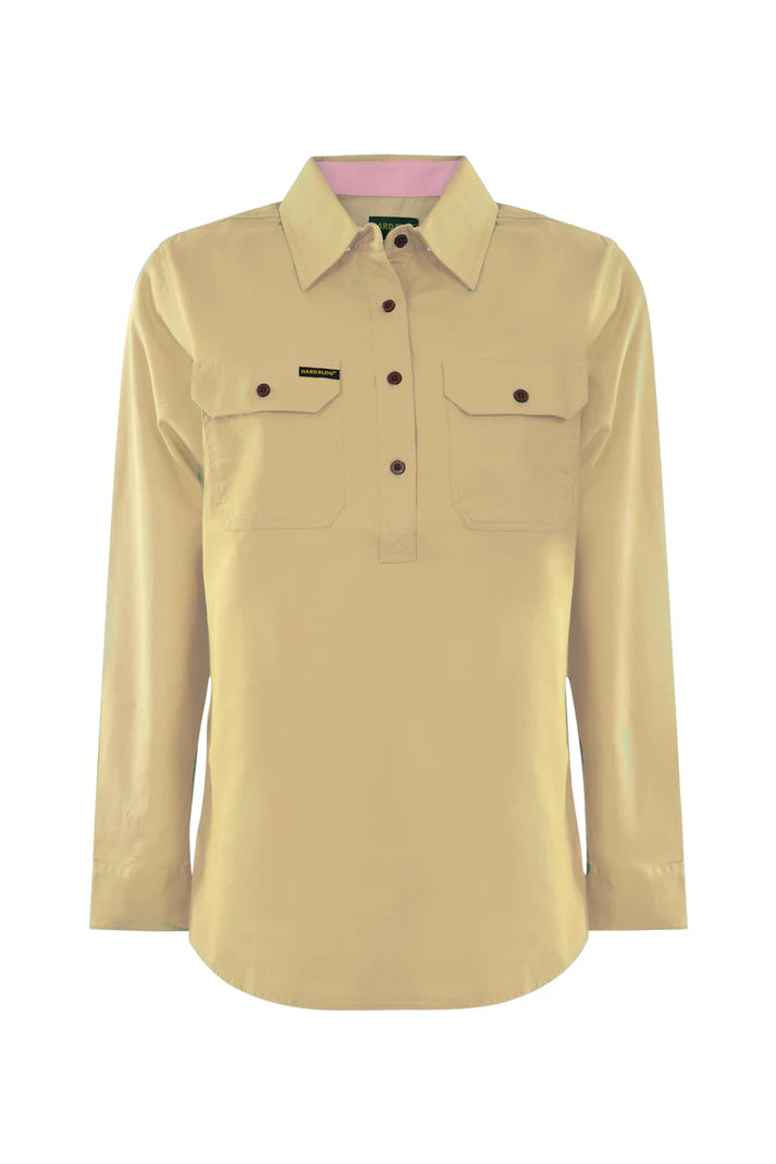 Hard Slog - WMNS H/PLKT LIGHT CTN Ls Shirt - Yellow