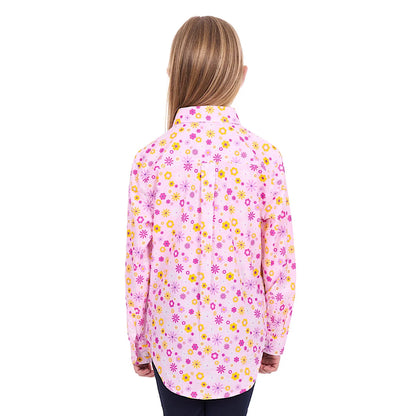 Hard Slog - Kids Daisy 1/2 PLKT Ls Shirt - Pink