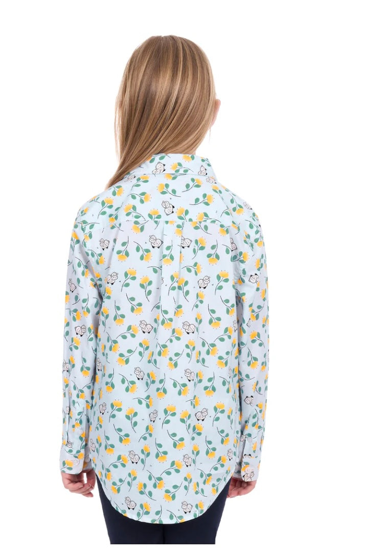 Hard Slog - Kids Suzie 1/2PLKT Ls Shirt - Light Blue