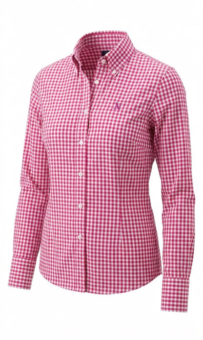 Campdraft Aus - Ninety Ladies Slim Fit Long Sleeve Shirt - Hot Pink Check