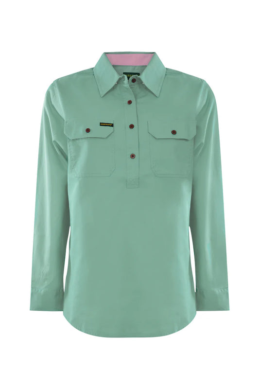 Hard Slog - WMNS H/PLKT LIGHT CTN Ls Shirt - Sage
