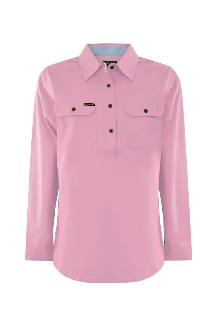 Hard Slog - WMNS H/PLKT LIGHT CTN Ls Shirt - Rose Pink