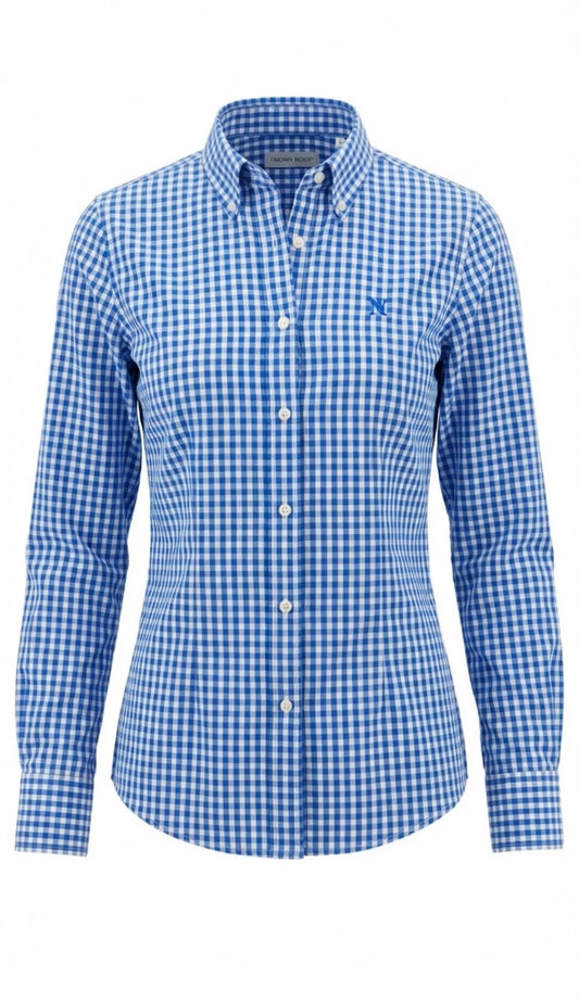 Campdraft Aus - NINETY ladies slim fit ls shirt - royal blue check