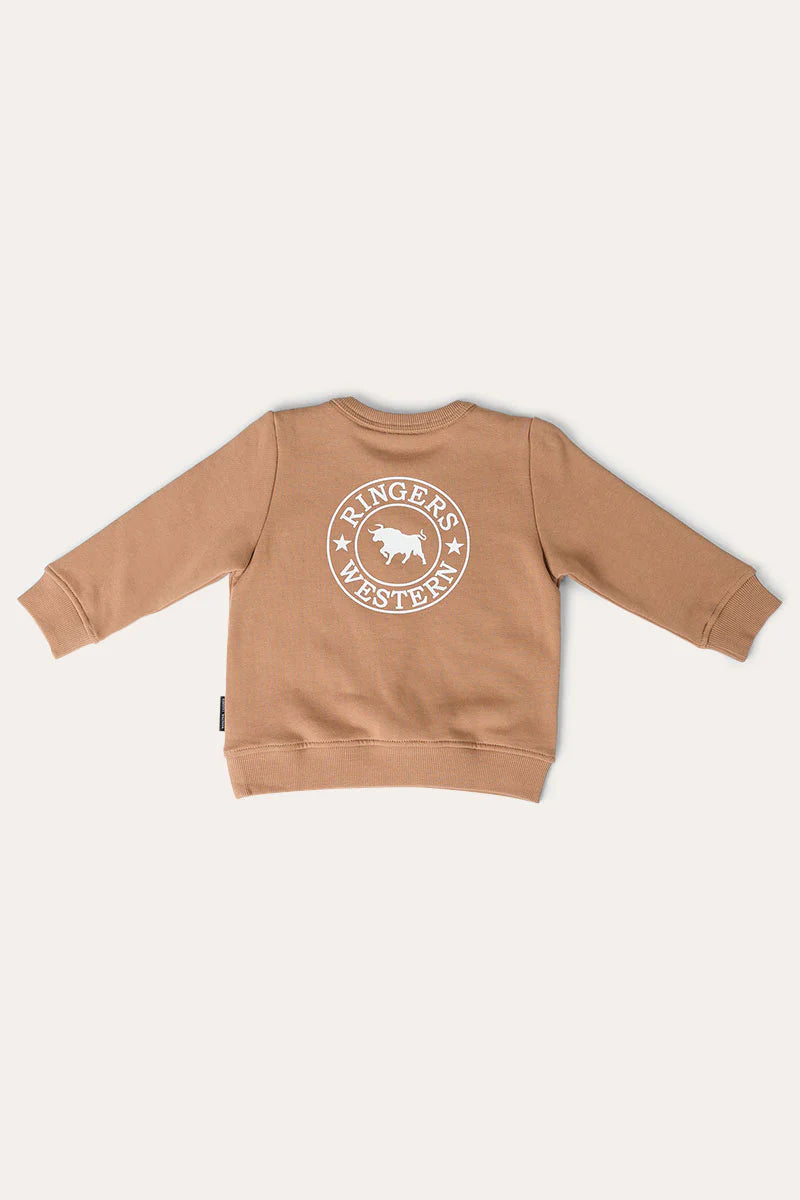 Ringers Western - Babies Signature Bull Fleece Pullover - Clay/White