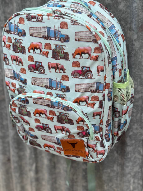 LITTLE WINDMILL - Ranch Life Backpack Bag DOUBLE ZIPPER