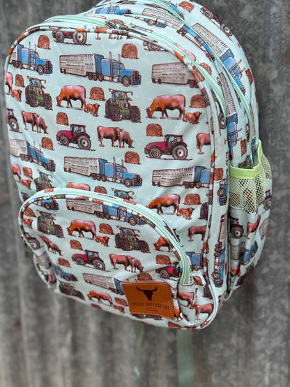 LITTLE WINDMILL - Ranch Life Backpack Bag DOUBLE ZIPPER